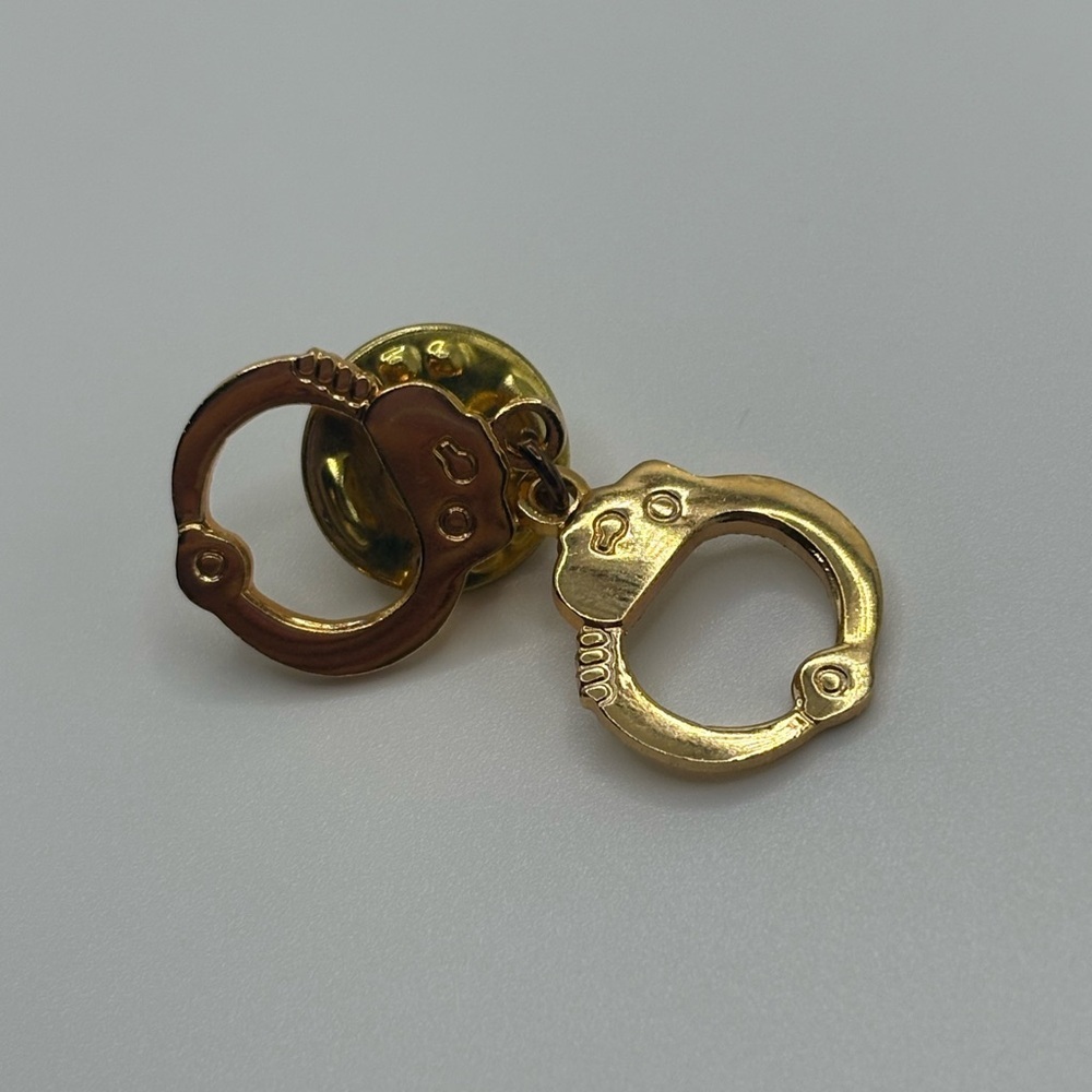 Gold Tone Handcuff Novelty Lapel Pin Police Handcuffs Enamel Pin